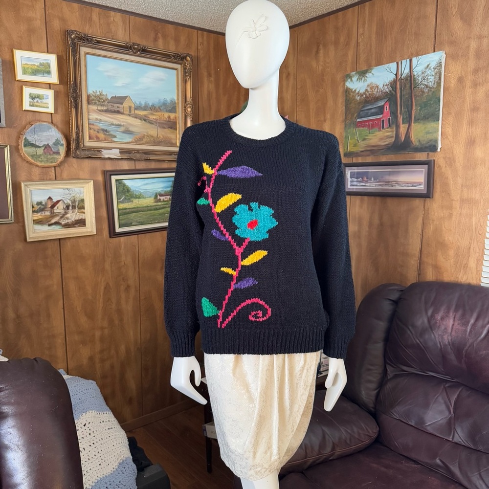 Vintage Floral Serenity Cottagecore Boho Sweater